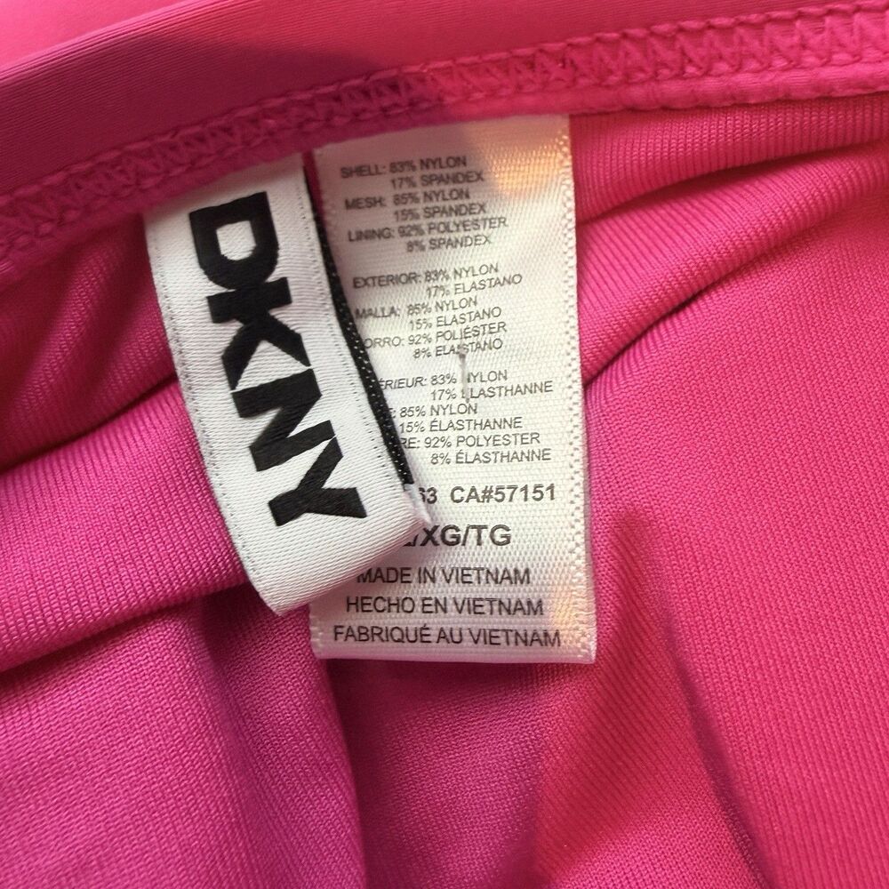 DKNY Hot Pink Ruched One Piece Swimsuit XL Barbiecore Resortwear Tummy Control - Picture 6 of 8